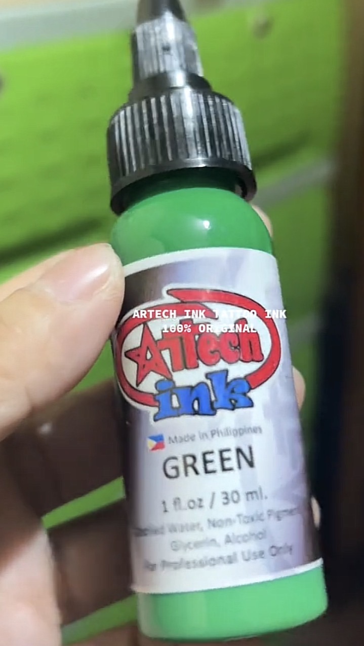 Green tattoo ink