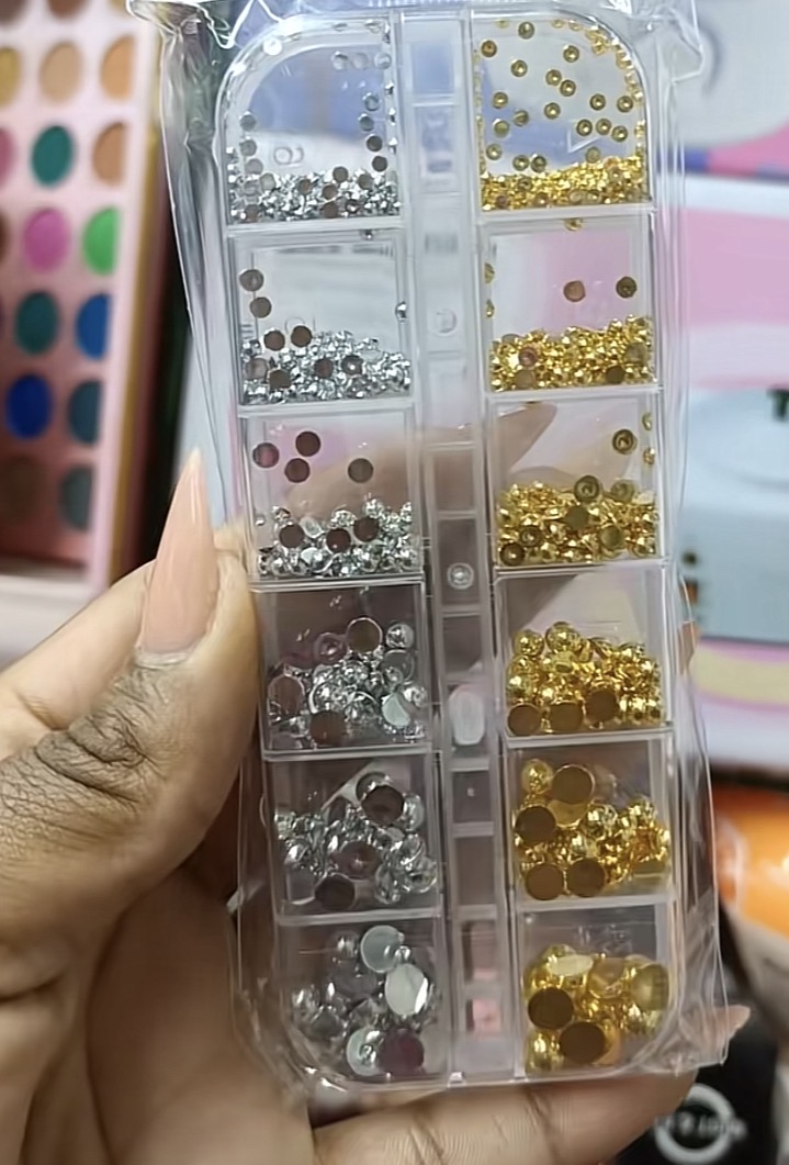 Mixed Gold & Silver Flatback Nail Studs Set